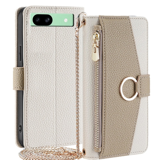 For Google Pixel 8a Crossbody Litchi Texture Leather Phone Case(White) - Google Cases by PMC Jewellery | Online Shopping South Africa | PMC Jewellery | Buy Now Pay Later Mobicred