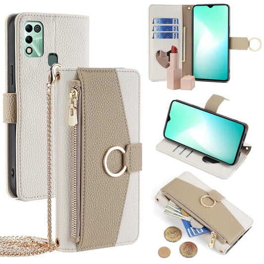 For Infinix Hot 11 Play Crossbody Litchi Texture Leather Phone Case(White) - Infinix Cases by PMC Jewellery | Online Shopping South Africa | PMC Jewellery | Buy Now Pay Later Mobicred