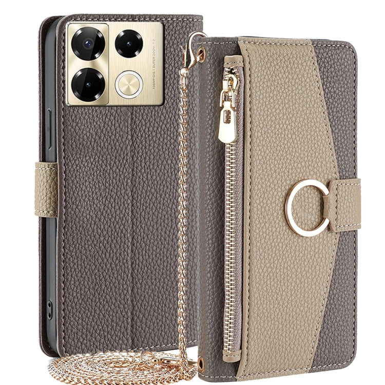 For Infinix Note 40 Pro 4G Crossbody Litchi Texture Leather Phone Case(Grey) - Infinix Cases by PMC TechLife | Online Shopping South Africa | PMC TechLife | Buy Now Pay Later Mobicred