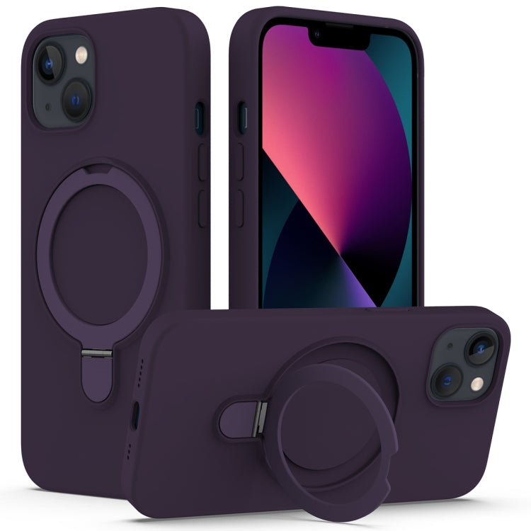 For iPhone 15 Plus MagSafe Magnetic Liquid Silicone Phone Case with Ring Holder(Purple) - iPhone 15 Plus Cases by PMC Jewellery | Online Shopping South Africa | PMC Jewellery