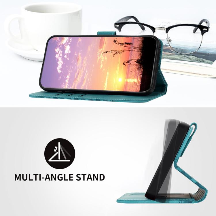 For iPhone 17 Pro Max YX0060 Elephant Head Embossed Phone Leather Case with Lanyard(Light Blue) - free shipping - PMc TechLife - Order now!