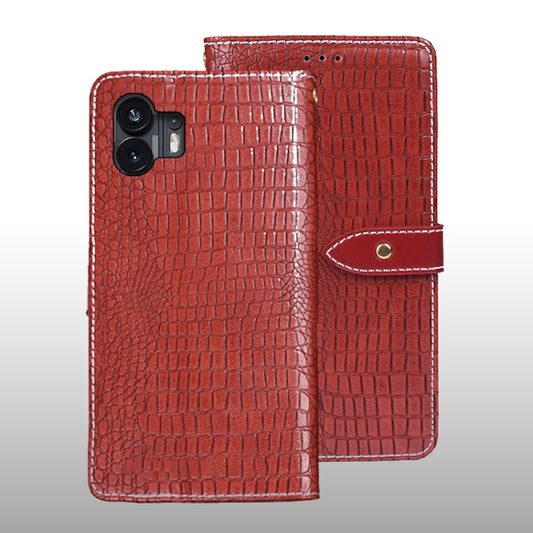 For Nothing Phone 2 idewei Crocodile Texture Leather Phone Case(Red) - More Brand by idewei | Online Shopping South Africa | PMC Jewellery | Buy Now Pay Later Mobicred