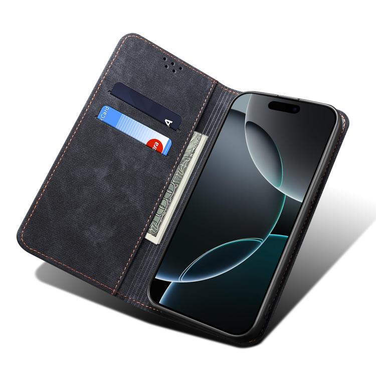 For Motorola Edge 60 Pro Denim Texture Flip Leather Phone Case(Black) - free shipping - PMC TechLife - Order now!