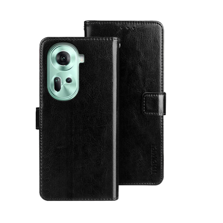 For OPPO Reno11 5G Global idewei Crazy Horse Texture Leather Phone Case with Holder(Black) - Reno11 Cases by idewei | Online Shopping South Africa | PMC Jewellery | Buy Now Pay Later Mobicred