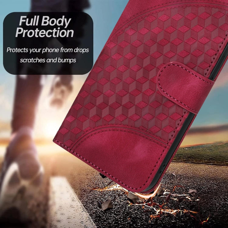 For Realme C67 4G Global YX0060 Elephant Head Embossed Phone Leather Case with Lanyard(Rose Red) - C67 Cases by PMC Jewellery | Online Shopping South Africa | PMC Jewellery | Buy Now Pay Later Mobicred