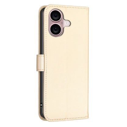 For iPhone 16 Plus Four-leaf Embossed Leather Phone Case(Gold) - iPhone 16 Plus Cases by PMC Jewellery | Online Shopping South Africa | PMC Jewellery | Buy Now Pay Later Mobicred