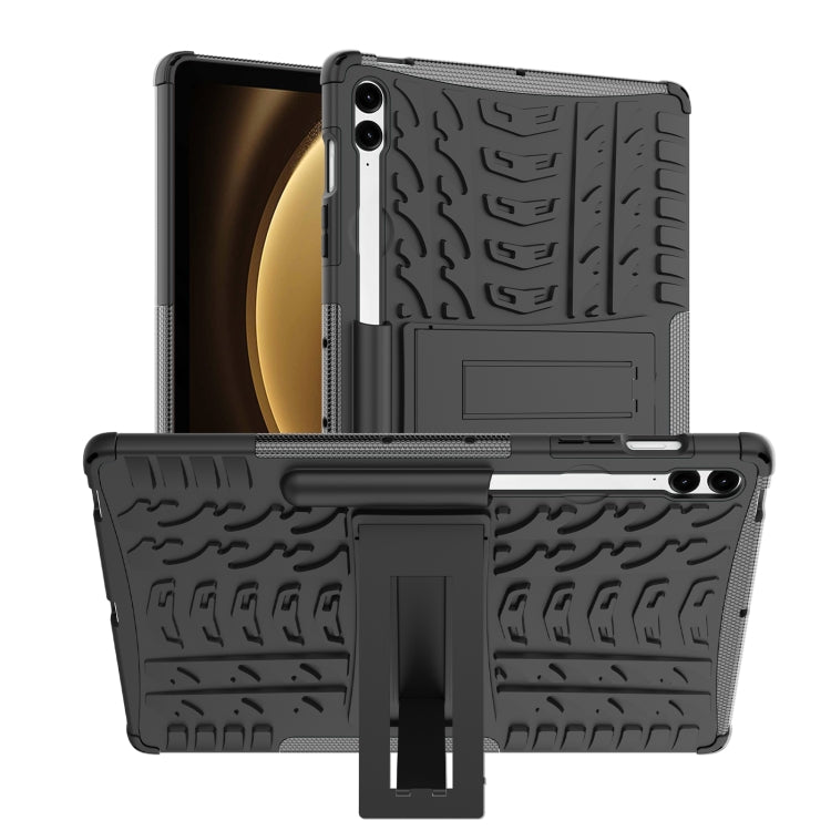 For Samsung Galaxy Tab S9 FE+ Tire Texture TPU + PC Tablet Case with Holder(Black) - Galaxy Tab S9 FE+ by PMC Jewellery | Online Shopping South Africa | PMC Jewellery | Buy Now Pay Later Mobicred