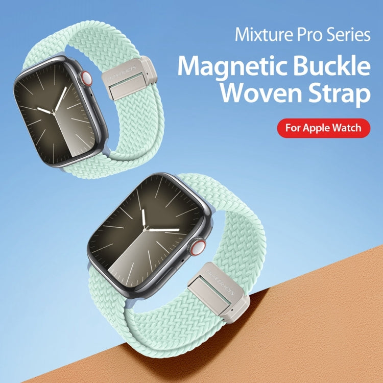 For Apple Watch Series 8 45mm DUX DUCIS Mixture Pro Series Magnetic Buckle Nylon Braid Watch Band(Light Mint) - Watch Bands by DUX DUCIS | Online Shopping South Africa | PMC Jewellery | Buy Now Pay Later Mobicred