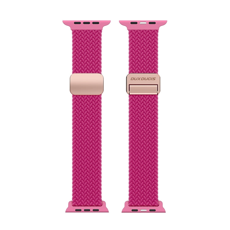 For Apple Watch Series 7 41mm DUX DUCIS Mixture Pro Series Magnetic Buckle Nylon Braid Watch Band(Raspberry Color) - Watch Bands by DUX DUCIS | Online Shopping South Africa | PMC Jewellery | Buy Now Pay Later Mobicred