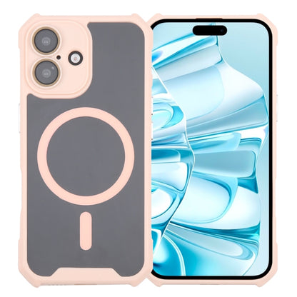 For iPhone 16 Colorful Two-Color Lens Film MagSafe Magnetic Horn Acrylic+TPU Case(Pink) - iPhone 16 Cases by PMC Jewellery | Online Shopping South Africa | PMC Jewellery | Buy Now Pay Later Mobicred