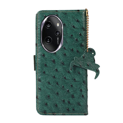 For Honor 100 Pro 5G Ostrich Pattern Genuine Leather RFID Phone Case(Green) - Honor Cases by PMC Jewellery | Online Shopping South Africa | PMC Jewellery | Buy Now Pay Later Mobicred