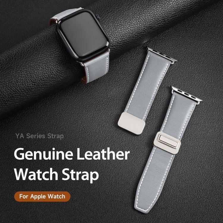 For Apple Watch Ultra 2 49mm DUX DUCIS YA Series Magnetic Buckle Genuine Leather Watch Band(Grey) - Watch Bands by DUX DUCIS | Online Shopping South Africa | PMC Jewellery | Buy Now Pay Later Mobicred