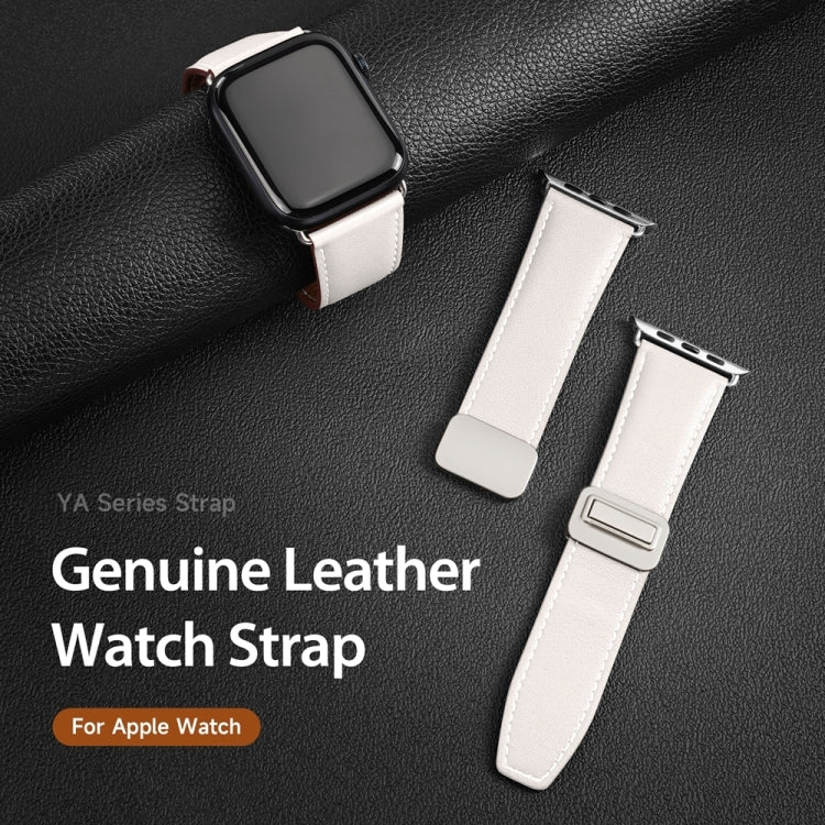 For Apple Watch Series 9 45mm DUX DUCIS YA Series Magnetic Buckle Genuine Leather Watch Band(White) - Watch Bands by DUX DUCIS | Online Shopping South Africa | PMC Jewellery | Buy Now Pay Later Mobicred