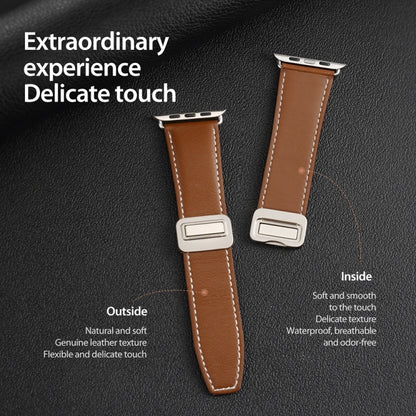 For Apple Watch Ultra 49mm DUX DUCIS YA Series Magnetic Buckle Genuine Leather Watch Band(Brown) - Watch Bands by DUX DUCIS | Online Shopping South Africa | PMC Jewellery | Buy Now Pay Later Mobicred