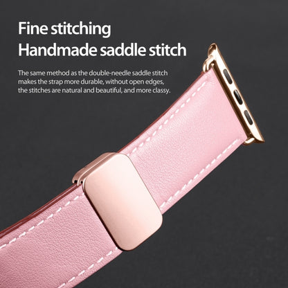 For Apple Watch Ultra 49mm DUX DUCIS YA Series Magnetic Buckle Genuine Leather Watch Band(Pink) - Watch Bands by DUX DUCIS | Online Shopping South Africa | PMC Jewellery | Buy Now Pay Later Mobicred