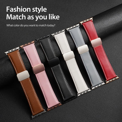 For Apple Watch Series 8 41mm DUX DUCIS YA Series Magnetic Buckle Genuine Leather Watch Band(Pink) - Watch Bands by DUX DUCIS | Online Shopping South Africa | PMC Jewellery | Buy Now Pay Later Mobicred