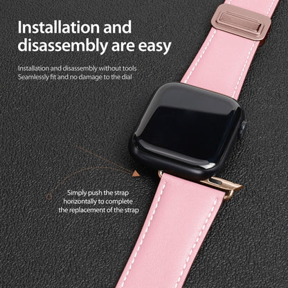 For Apple Watch Series 8 41mm DUX DUCIS YA Series Magnetic Buckle Genuine Leather Watch Band(Pink) - Watch Bands by DUX DUCIS | Online Shopping South Africa | PMC Jewellery | Buy Now Pay Later Mobicred