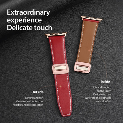 For Apple Watch Series 8 41mm DUX DUCIS YA Series Magnetic Buckle Genuine Leather Watch Band(Red) - Watch Bands by DUX DUCIS | Online Shopping South Africa | PMC Jewellery | Buy Now Pay Later Mobicred