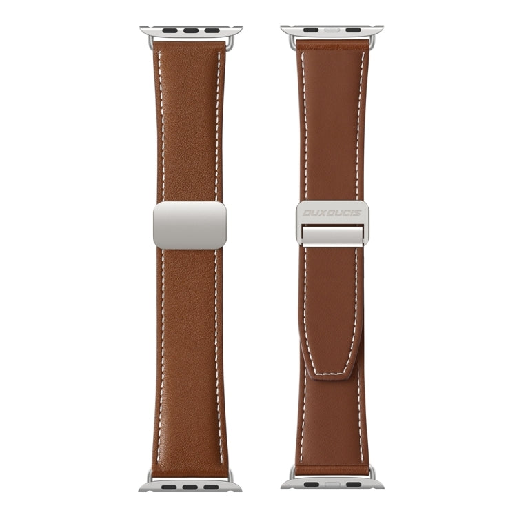 For Apple Watch Series 7 41mm DUX DUCIS YA Series Magnetic Buckle Genuine Leather Watch Band(Brown) - Watch Bands by DUX DUCIS | Online Shopping South Africa | PMC Jewellery | Buy Now Pay Later Mobicred