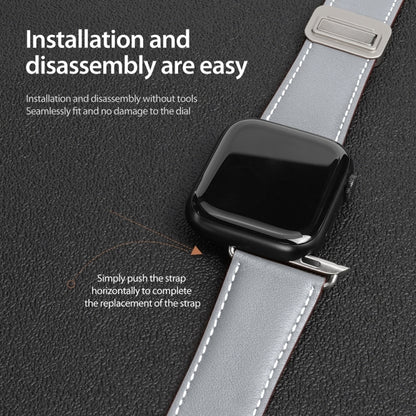 For Apple Watch Series 7 45mm DUX DUCIS YA Series Magnetic Buckle Genuine Leather Watch Band(Grey) - Watch Bands by DUX DUCIS | Online Shopping South Africa | PMC Jewellery | Buy Now Pay Later Mobicred