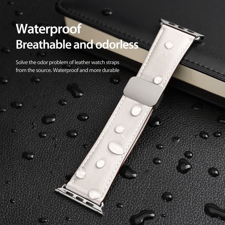 For Apple Watch Series 7 45mm DUX DUCIS YA Series Magnetic Buckle Genuine Leather Watch Band(White) - Watch Bands by DUX DUCIS | Online Shopping South Africa | PMC Jewellery | Buy Now Pay Later Mobicred