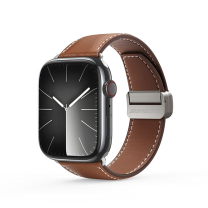 For Apple Watch SE 40mm DUX DUCIS YA Series Magnetic Buckle Genuine Leather Watch Band(Brown) - Watch Bands by DUX DUCIS | Online Shopping South Africa | PMC Jewellery | Buy Now Pay Later Mobicred