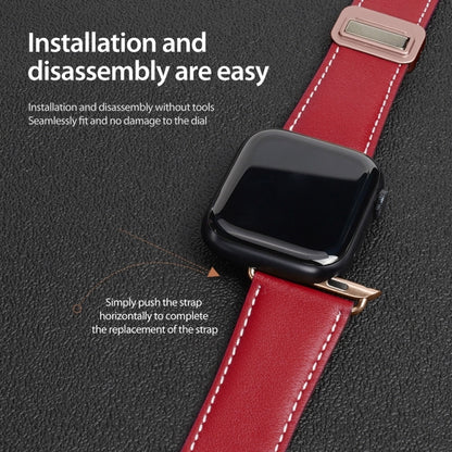 For Apple Watch SE 44mm DUX DUCIS YA Series Magnetic Buckle Genuine Leather Watch Band(Red) - Watch Bands by DUX DUCIS | Online Shopping South Africa | PMC Jewellery | Buy Now Pay Later Mobicred