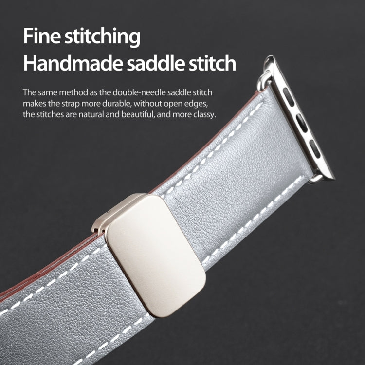 For Apple Watch Series 4 40mm DUX DUCIS YA Series Magnetic Buckle Genuine Leather Watch Band(Grey) - Watch Bands by DUX DUCIS | Online Shopping South Africa | PMC Jewellery | Buy Now Pay Later Mobicred