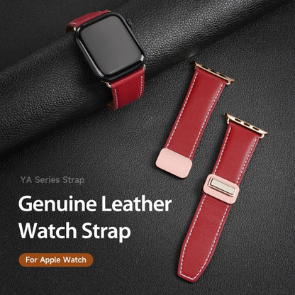 For Apple Watch Series 3 42mm DUX DUCIS YA Series Magnetic Buckle Genuine Leather Watch Band(Red) - Watch Bands by DUX DUCIS | Online Shopping South Africa | PMC Jewellery | Buy Now Pay Later Mobicred