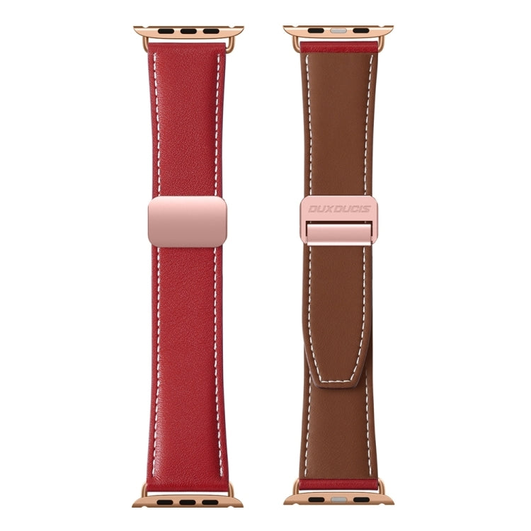 For Apple Watch Series 2 38mm DUX DUCIS YA Series Magnetic Buckle Genuine Leather Watch Band(Red) - Watch Bands by DUX DUCIS | Online Shopping South Africa | PMC Jewellery | Buy Now Pay Later Mobicred