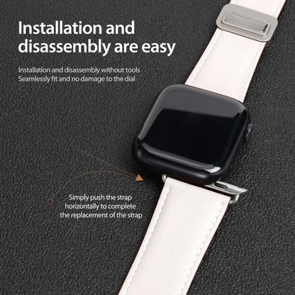 For Apple Watch 42mm DUX DUCIS YA Series Magnetic Buckle Genuine Leather Watch Band(White) - Watch Bands by DUX DUCIS | Online Shopping South Africa | PMC Jewellery | Buy Now Pay Later Mobicred