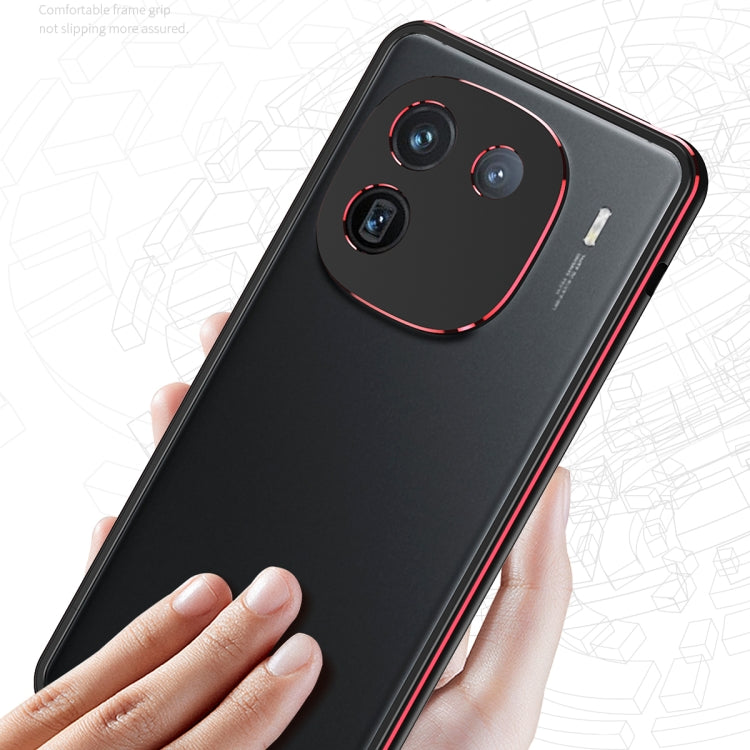 For vivo iQOO 12 Aurora Series Lens Protector + Metal Frame Phone Case(Black Red) - iQOO 12 Cases by PMC Jewellery | Online Shopping South Africa | PMC Jewellery