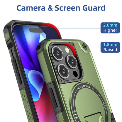 For iPhone 14 MagSafe Holder Armor PC Hybrid TPU Phone Case(Army Green) - iPhone 14 Cases by PMC Jewellery | Online Shopping South Africa | PMC Jewellery