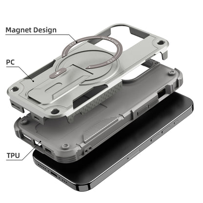 For iPhone 12 Pro Max MagSafe Holder Armor PC Hybrid TPU Phone Case(Grey) - iPhone 12 Pro Max Cases by PMC Jewellery | Online Shopping South Africa | PMC Jewellery