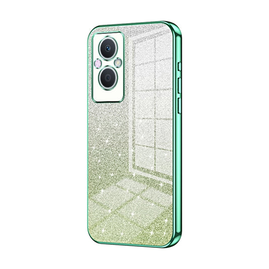 For OPPO Reno7 Z 5G / F21 Pro 5G Gradient Glitter Powder Electroplated Phone Case(Green) - OPPO Cases by PMC Jewellery | Online Shopping South Africa | PMC Jewellery | Buy Now Pay Later Mobicred