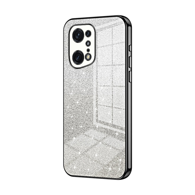 For OPPO Find X5 Pro Gradient Glitter Powder Electroplated Phone Case(Black) - OPPO Cases by PMC Jewellery | Online Shopping South Africa | PMC Jewellery | Buy Now Pay Later Mobicred