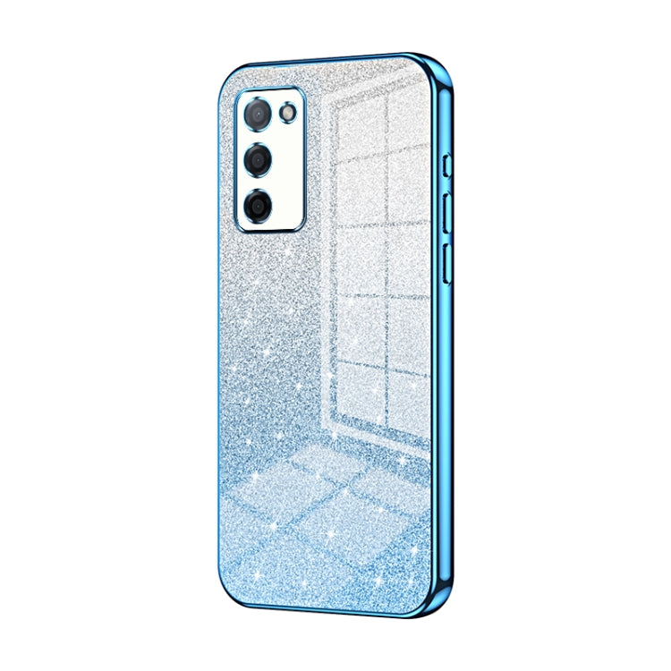 For OPPO A55 5G / A56 / A53s 5G Gradient Glitter Powder Electroplated Phone Case(Blue) - OPPO Cases by PMC Jewellery | Online Shopping South Africa | PMC Jewellery | Buy Now Pay Later Mobicred