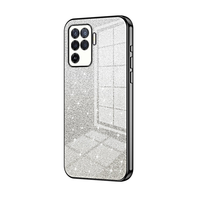 For OPPO A94 4G Gradient Glitter Powder Electroplated Phone Case(Black) - free shipping - PMC TechLife - Order now!