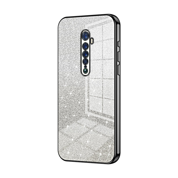 For OPPO Reno2 Gradient Glitter Powder Electroplated Phone Case(Black) - OPPO Cases by PMC TechLife | Online Shopping South Africa | PMC TechLife | Buy Now Pay Later Mobicred