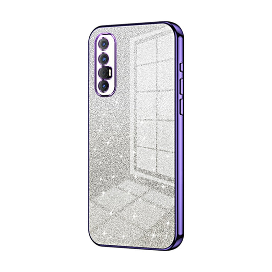 For OPPO Reno3 Pro Gradient Glitter Powder Electroplated Phone Case(Purple) - OPPO Cases by PMC Jewellery | Online Shopping South Africa | PMC Jewellery | Buy Now Pay Later Mobicred