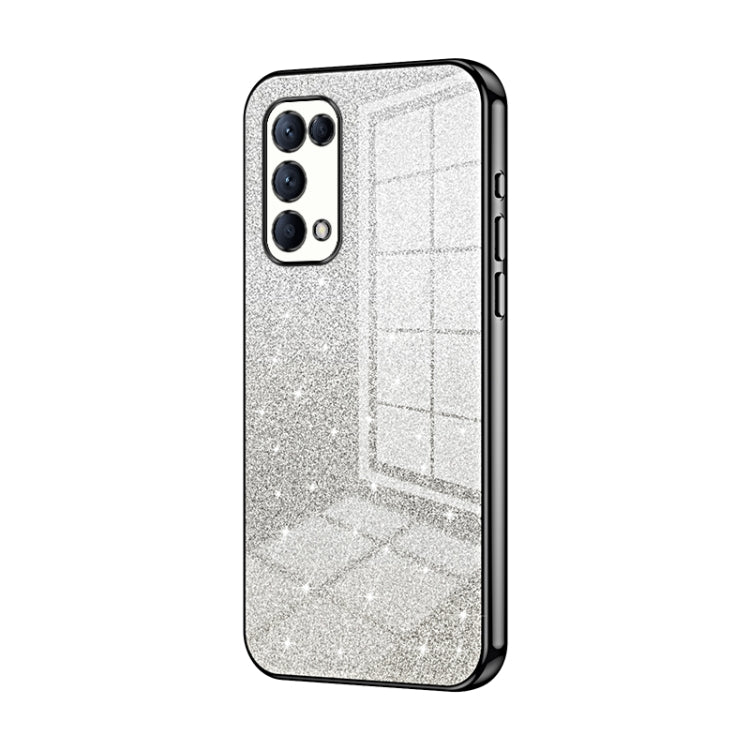 For OPPO Reno5 4G/5G / Reno5 K Gradient Glitter Powder Electroplated Phone Case(Black) - OPPO Cases by PMC Jewellery | Online Shopping South Africa | PMC Jewellery | Buy Now Pay Later Mobicred