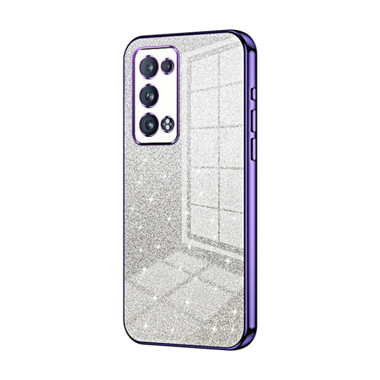 For OPPO Reno6 Pro+ Gradient Glitter Powder Electroplated Phone Case(Purple) - OPPO Cases by PMC Jewellery | Online Shopping South Africa | PMC Jewellery | Buy Now Pay Later Mobicred