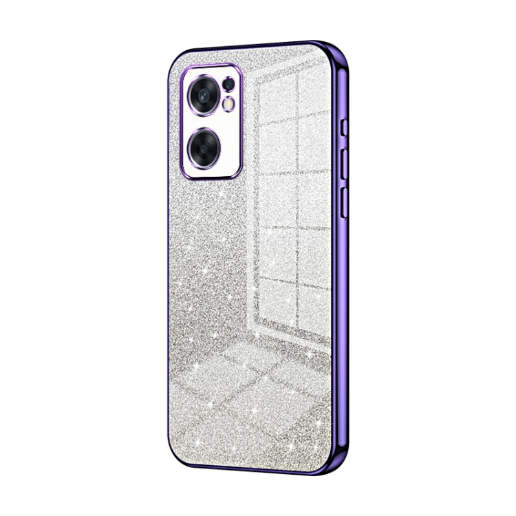 For OPPO Reno7 SE Gradient Glitter Powder Electroplated Phone Case(Purple) - OPPO Cases by PMC Jewellery | Online Shopping South Africa | PMC Jewellery | Buy Now Pay Later Mobicred
