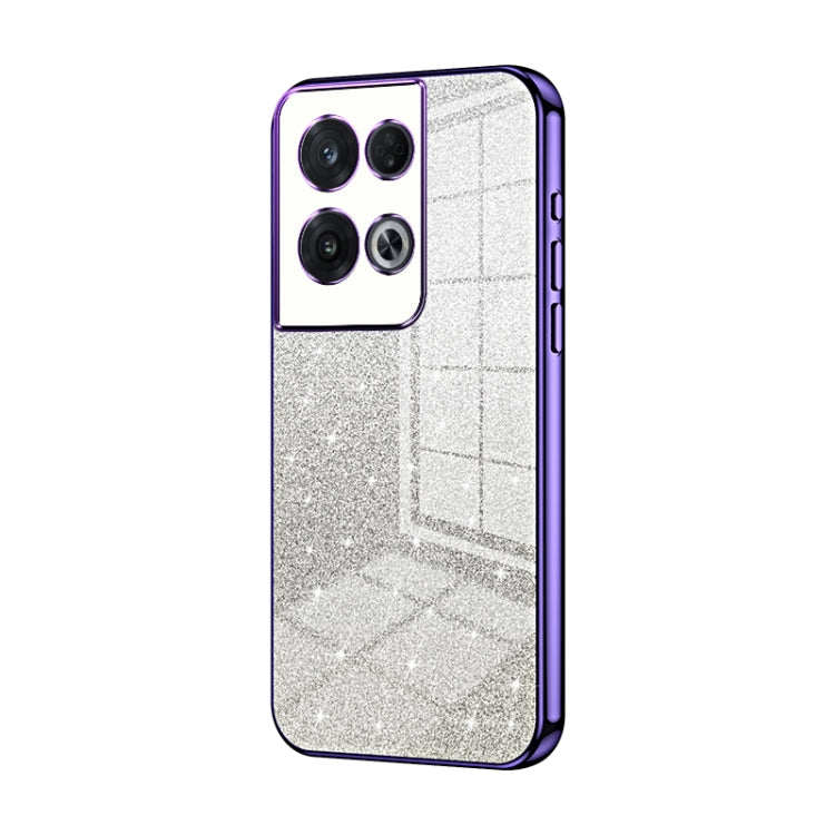 For OPPO Reno8 Pro Gradient Glitter Powder Electroplated Phone Case(Purple) - OPPO Cases by PMC Jewellery | Online Shopping South Africa | PMC Jewellery