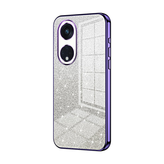For OPPO Reno8 T 5G Gradient Glitter Powder Electroplated Phone Case(Purple) - OPPO Cases by PMC Jewellery | Online Shopping South Africa | PMC Jewellery | Buy Now Pay Later Mobicred