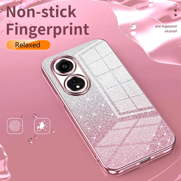 For OPPO A53 2020 / A32 / A11s  Gradient Glitter Powder Electroplated Phone Case(Transparent) - OPPO Cases by PMC Jewellery | Online Shopping South Africa | PMC Jewellery | Buy Now Pay Later Mobicred