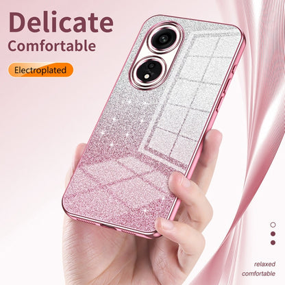 For OPPO A17 / A17K Gradient Glitter Powder Electroplated Phone Case(Pink) - OPPO Cases by PMC Jewellery | Online Shopping South Africa | PMC Jewellery | Buy Now Pay Later Mobicred