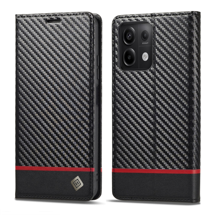 For Xiaomi Redmi Note 13 4G LC.IMEEKE Carbon Fiber Texture Flip Leather Phone Case(Horizontal Black) - Note 13 Cases by LC.IMEEKE | Online Shopping South Africa | PMC Jewellery | Buy Now Pay Later Mobicred