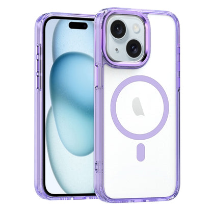 For iPhone 15 Plus MagSafe Magnetic Clear Phone Case(Purple) - iPhone 15 Plus Cases by PMC Jewellery | Online Shopping South Africa | PMC Jewellery