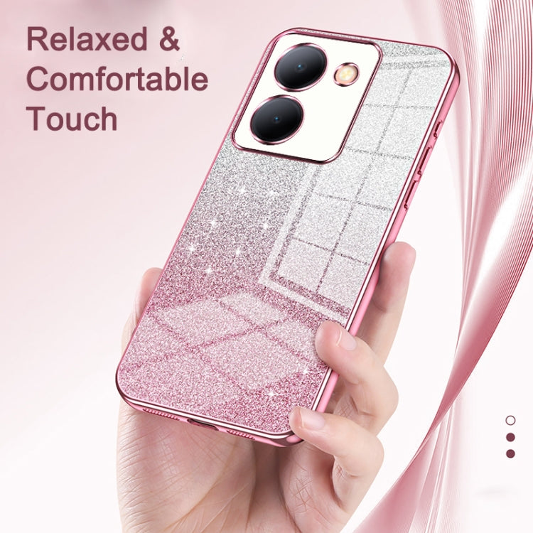 For vivo X100 Gradient Glitter Powder Electroplated Phone Case(Pink) - X100 Cases by PMC Jewellery | Online Shopping South Africa | PMC Jewellery